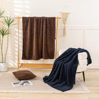 YUSOKI Sherpa Large Throw Blanket Single Layer,Light Weight(1.7lb),370GMS-3D Stylish Design for Gift Home Decor (Brown,50"x65")