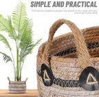 Zerodeko Woven Storage Baskets Straw Planter Basket Toy Blanket Organizer Seagrass Laundry Large Wicker Plant Tree for Dirty Clothes Pillows