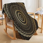 Black Gold Mandala Throw Blanket Boho Indian Hippie Vintage Abstract Bohemian Flower Blanket for Sofa Bed Couch Chair Or Dorm 40"x50"