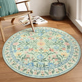 Lahome Sylvie Green Round Rug for Bedroom 4ft, Sage Washable Small Kids Bathroom Circle Rug, Boho Nursery Circular Carpet Girl, Soft Non-Slip Carpet for Kids Room Sunroom
