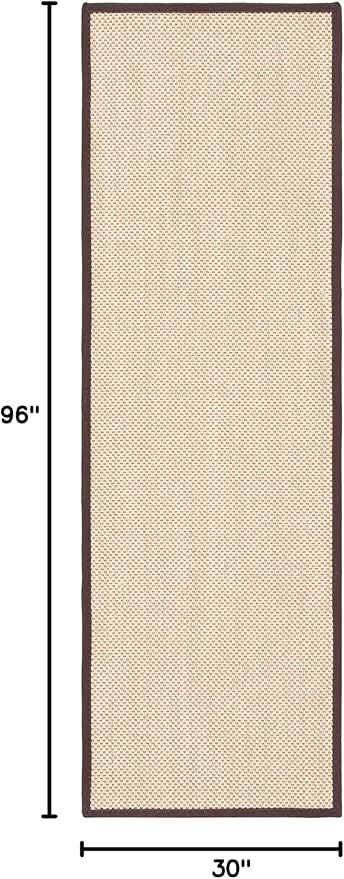 SAFAVIEH Natural Fiber Collection Runner Rug - 2'6" x 8', Maize & Brown, Sisal, Woven Design with Border (NF141C)