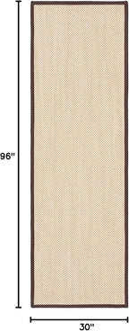 SAFAVIEH Natural Fiber Collection Runner Rug - 2'6" x 8', Maize & Brown, Sisal, Woven Design with Border (NF141C)