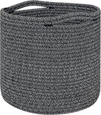 voten Storage Cubes Baskets Bins Organizer 11x11x11'' Fit 12x12''Cube Storage Organizer Bookcases Shelves,Roomy Cute Durable Woven Cotton Storage Basket for Organization,Round 3Pack Mixed Black