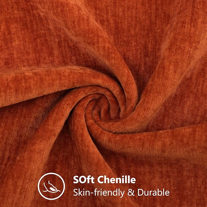 decorUhome Chenille Rust Throw Pillow Covers 16x16 Inch Set of 2, Decorative Soft Couch Pillow Covers Solid Dyed Accent Farmhouse Neutral Square Pillow Cases for Sofa