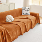 hyha Couch Cover for Dogs, Boho Sofa Covers for 3 Cushion Couch Washable, Chenille Sofa Slipcover for Pets, Soft Loveseat Sectional Couch Throw Blankets with Tassels (Orange, 88.5x118 Inch)