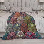 Hippie Bohemian Mandala Throw Blanket Indian Flower Floral Texture Print Blanket for Sofa Bed Couch Chair Or Dorm 60"x80"