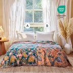 Boho Throw Blanket - 100% Cotton Ultra Soft Muslin Spring Blanket, 60"x80" Lightweight Floral Bird Framhouse Bedding Blanket for Bed, All Season Blue Bohemian Bedroom Home Decor Quilt