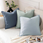 MIULEE Decorative Linen Euro Sham Pillow Covers 26x26 Inch Blue Ashes Boho Farmhouse Neutral Couch Throw Pillows for Bed Pack of 2 Accent Modern Pillowcase Sofa Livingroom Home Decor