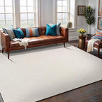 Easy Jute Rug 8x10 Indoor Outdoor Rug Natural Rugs Solid Fiber Rug Woven Area Rug Boho Easy Clean Inside Carpet for Living Room Bedroom Dining Room Hallway or Outdoor Patio Porch (8 X 10 Bone)