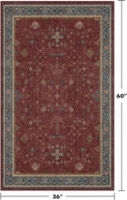 Washable 3x5 Entry Way Rugs Indoor - Burgundy Large Kitchen Rug, Non Slip Unique Bohemian Red Low Pile Thin Carpet for Bedroom Bedside, Foyer