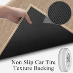 12ft Natural Jute Hallway Runner Rug Non Slip Washable, Rubber Backed Long Khaki Indoor Entryway Runner, Absorbent Kitchen Carpet Sink Rug