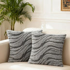 Grey Pillow Covers 20x20 Inches Set of 2,Soft Faux Fur Textured Throw Pillow Covers Boho Geometric Reversible Decorative Pillow Covers Home Decor for Couch Bed Livingroom