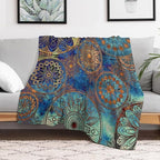 Boho Floral Throw Blanket Retro Mandala Flower Vintage Mystical Dream Style Theme Blanket for Sofa Bed Couch Chair Or Dorm 70"x80"