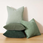 Topfinel Light Green Decorative Throw Pillow Covers Green Series,Winter Fluffy Corduroy Striped Euro Pillows Shams for Couch Bed Bedroom,Western Modern Hunter Green Pillowcase 26x26 Inch Set of 4