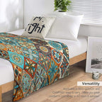 Boho Floral Throw Blanket Mandala Colorful Bohemian Flowers Art Pattern Blanket for Sofa Bed Couch Chair Or Dorm 50"x60"