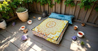 INDIAN CRAFT CASTLE 24" Yellow Ombre Mandala Barmeri Large Floor Pillow Cover Cushion Meditation Seating Ottoman Throw Cover Hippie Decorative Zipped Bohemian Pouf Ottoman Pom Pom Cases 24" Square