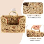 Woven Hanging Magazine Holder, Natural Water Hyacinth Wall Mounted Basket for Books, Files & Magazines, Organizer Rack with Handle (Water Hyacinth, 11.8″ x 4.3″ x 7.9″)
