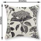 Black Pillow Covers 18x18 Set of 2 Vintage Boho Floral Hydrangea Herbs Botanical Throw Pillow Cover Outdoor Flower Decoration Pillowcase Linen Farmhouse Cushion Case Decorative for Couch Sofa