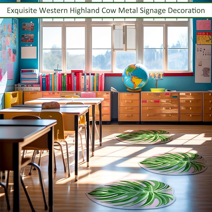 Tinideya 12 Pcs Kids Carpet Circle Seats for Class 16 Inch Round Classroom Rug Floor Cushions Soft First Day of School Educational Mat Non Slip Back to School Learning Playing Areas (Tropical Leaves)