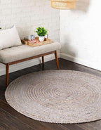 Unique Loom Braided Jute Collection Area Rug - Dhaka (8' Round, Gray)