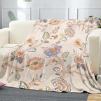 Boho Floral Throw Blanket, Bohemian Soft Cozy and Warm Couch Blankets Gift for Flower Lover, Decorative Blankets for Sofa Couch Bed, White Yellow 50×60 inches