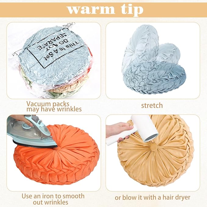 Yerliker 6 Pcs Floor Pillow Cushions 15inch Round Velvet Throw Pillows Colorful Flexible Cushions Alternative Pillows for Couch Chair Living Room Bedroom Home Office Decor(Pastel Color)