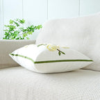 vctops Farmhouse Magnolia Flower Cotton Tufted Throw Pillow Cover Spring Floral Embroidery Pillowcase Soft Square Cushion Case for Sofa Couch Bed Chair (Yellow E,18"x18")