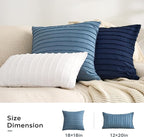 JELLYMONI 2 Pack Blue Pillowcases 12" x20", Soft Microfiber Striped Tufted Pillow Covers(Pillows are not Included)