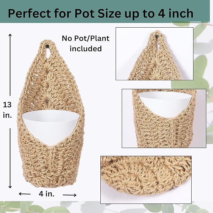 2 Pack 4 inch Macrame Wall Plant Hanger, Hanging Orchid Basket | Wall Plant Holder, Wall Planters for Indoor Plants (2 Pack, up to 4 inch Pot)