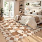 GarveeHome Easy Jute Rug 10x13 Washable Rugs for Farmhouse Living Room Checkered Indoor Outdoor Rug for Patio Non-Slip No Shed Jute Rugs Geometric Carpet for Dining Room Backyard Office, Brown