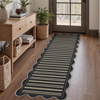 Striped Easy Jute Runner Rug, 2x6 Kitchen Rug Non Slip Washable Outdoor Runner for Entryway Indoor, Farmhouse Black Indoor Outdoor Carpet for Hallway Porch Laundry