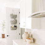 OrganiHaus Grey Wall Hanging Storage Basket | Behind Door Storage | Wall Storage Baskets Over Door | 3 Tier Hanging Basket | Woven Baskets Bathroom Organizer | Wall Hanging Baskets for Organizing