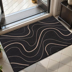 Tangsoo Easy Jute 2x3 Outdoor Rug for Entry,Washable Thin Rug Non-Slip Black Lines Neutral Indoor Mat Farmhouse Small Throw Carpet for Kitchen Bedroom Front Porch Doorway Entryway