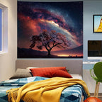Apdidl Space Galaxy Tapestry Wall Hanging for Bedroom Aesthetic, Nature Starry Night Tree of Life Tapestries, Star Sky Posters Backdrop Decor Wall Tapestry for Men Dorm Living Room Office (51"X60")