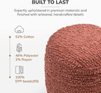 Anji Mountain Pouf Ottoman Foot Rest, Handmade Ottoman Pouf, Comfortable Foot Stool, Decorative Floor Seating for Living Room Decor, Bedroom & Home Décor Accent - Terracotta