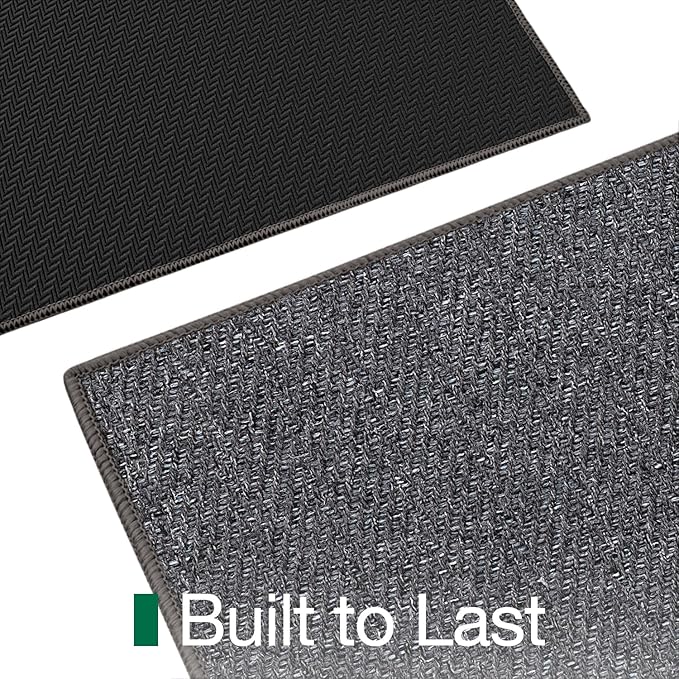 LUMI Ultra Thin Indoor Door Mat for Entrance 48"x72", Non Slip Entryway Mat, Low Profile Doormat, Unique Herringbone Design Carpet for Inside, Patio, Porch, Dark Gray