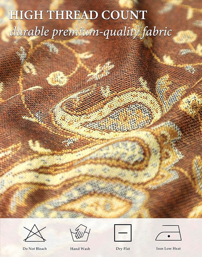 Achillea Reversible Paisley Pashmina Rave Scarf – Exotic Indian Shawls and Wraps for Evening Dresses, Festivals, All Seasons