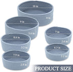 Small Shelf Storage Baskets for Organizing, 6 Pack Round Cotton Rope Bins, Decorative and Cute Woven Baskets for Bedroom and Closet, Key Tray Bowl, Home Decor Countertop Organizer (Blue)