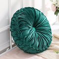 Round Throw Pillows Decorative Pleated Throw Pillows 15'' Diameter Accent Pumpkin Boho Chair Cushion for Couch Sofa Home Decoration(Green,1 Pcs)