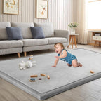 Baby Play Mat for Floor Nursery Rug Muscle Mat Area Rug Playroom Rug 47"x47" Playpen Mat Memory Foam 1.3" Thick Crawling Mat for Babies,Toddlers, Infants, Kids,A Light Gray