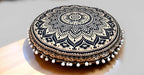 CRAFT KALA Large Round Bohemian Floor Pillow Pouf Cover Mandala Meditation Room Pillow Cover for Adults Boho Seating Poufs Cushion Cover for Kids Playroom 32" Black Gold Ombre