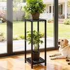 Plant Stand Indoor Outdoor, 41'' Tall Wrought Iron Plant Stands, 2 Tier Heavy Duty Metal Pedestal Stand Decorative Flower Stand for Patio Garden Deck Living Room