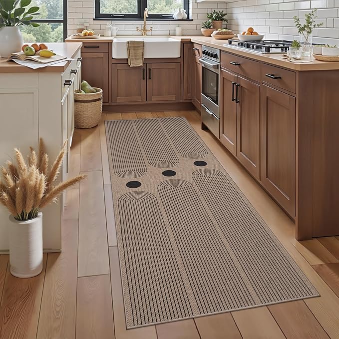 Tangsoo Rainbow Easy Jute Rug 2x6 Washable Runner for Hallways,Non-Slip Thin Farmhouse Carpet Modern Kitchen Indoor Outdoor Runner Door Mat for Porch Laundry Bedroom Living Room Entryway