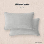 Amazon Basics Faux Linen Throw Pillow Covers with Hidden Zipper Closure, 12 × 20in, Light Gray, Pack of 2