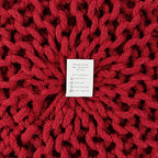 · REDEARTH · Round Pouf Ottoman - Hand Knitted Cable Boho Poof - Foot Stool Bean Bag - Home Décor Stuffed Footrest for Living Room - Nursery - Bedroom - 100% Cotton Poufs (19.5"x19.5"x14") - Red