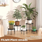 Plant Stand Indoor Outdoor 5 Pack Heavy Duty Metal Stand Multiple Plants, Anti-Rust Iron Flower Pot Stand Decoration Racks Plant Pot Shelf for Living Room Garden Balcony (Black)
