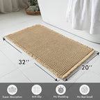 MIULEE Set of 2 Waffle Bathroom Rugs, Boho Bath Rugs Non Slip Washable, Super Absorbent Bath Mats, Ultra Soft Rubber Backed Shower Mats for Bathroom Floor, Tub and Shower, Brown, 20x32 Inch
