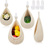 Honeydak Boho Decor Hanging Wall Baskets for Kitchen 3 Pack Teardrop Baskets with Hooks Storage Fruit Onion Vegetable Potato for Home 3 Sizes(White,Teardrop,Cotton Rope)
