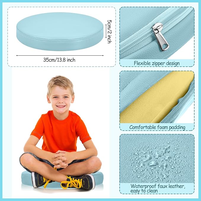Juexica 2 Pcs Extra Thick Flexible Seating Floor Cushions Assorted Colored Pillow Floor Cushions for Classroom Soft Flexible Seating for Kids Learning Sitting Daycare School Chair (Blue and Pink)