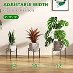 Plant Stand Indoor Adjustable, Metal Modern Plant Stand, Heavy Duty Stable Plant Pot Flower Holder Indoor Outdoor Corner, Fit 8 9 10 11 12 inch Pots, Black